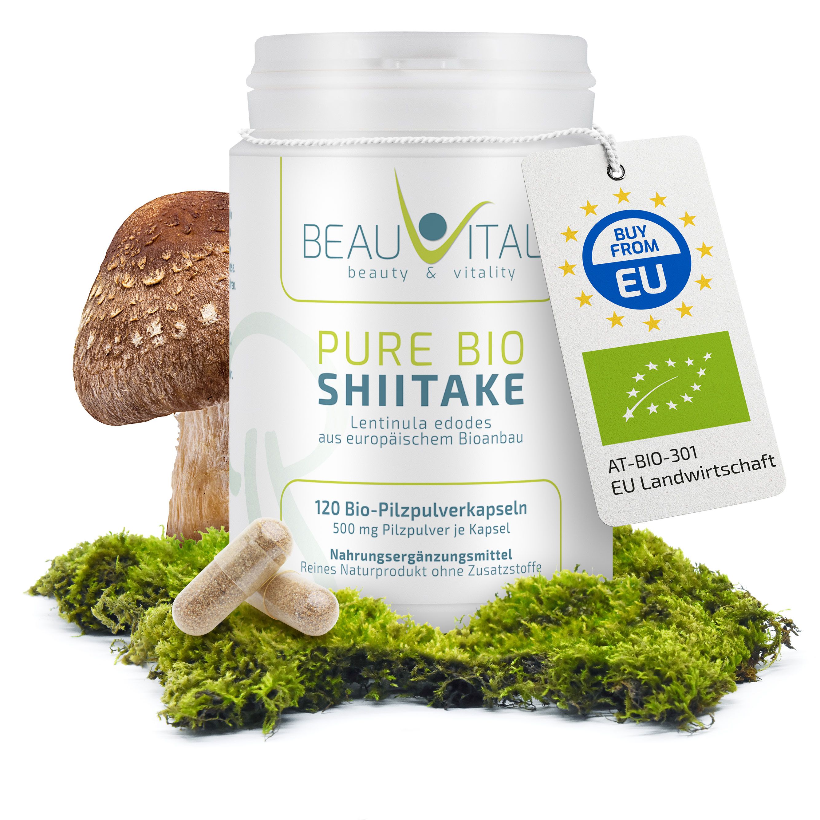 BEAUVITAL® Pure Bio Shiitake Kapseln Lentinula edodes aus EU-Anbau