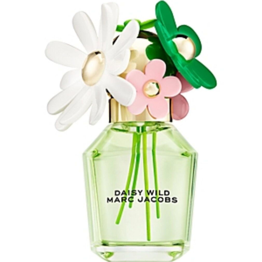 Daisy Wild Eau de Parfum Flakon mit Blumenaufsatz, goldener Kappe und grünem Duft.