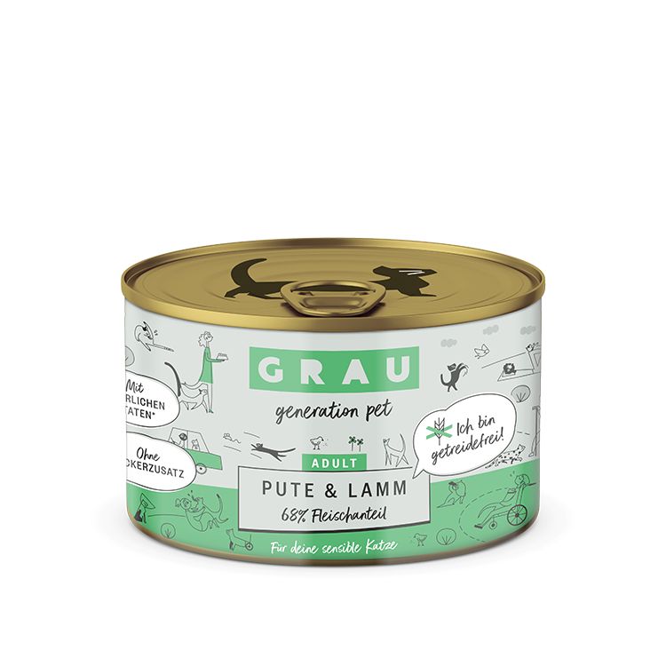 Grau Katze Pute & Lamm 6x200 g Futter