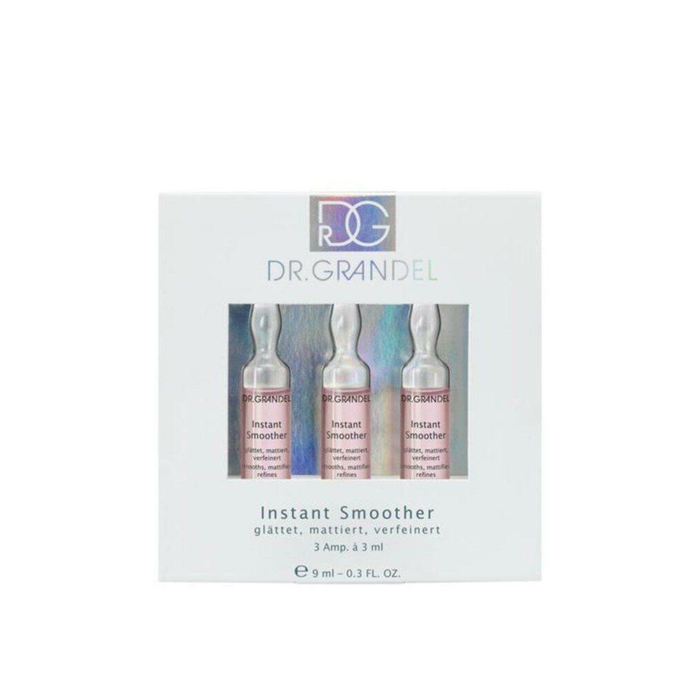 Verpackung mit drei Ampullen. Aufschrift: DR. GRANDEL, Instant Smoother. 3 Ampullen à 3 ml.