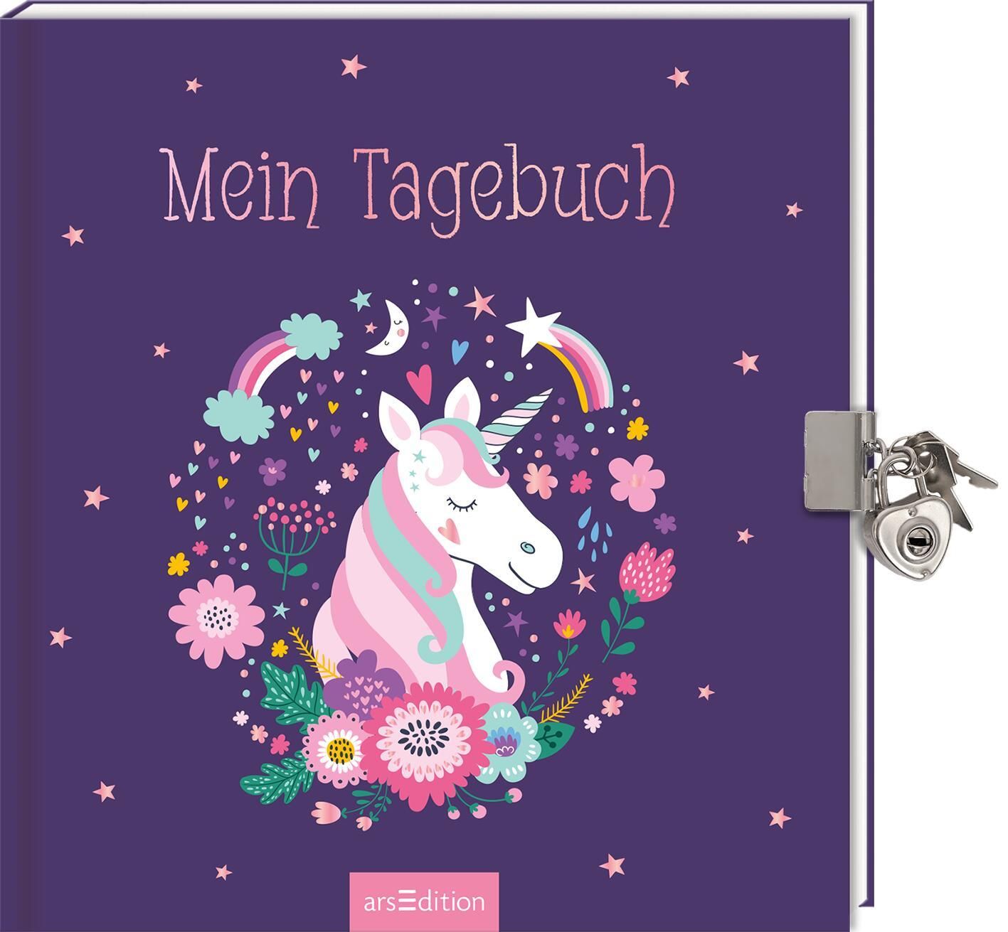 Mein Tagebuch – Einhorn (mit Schloss) Eintragbuch mit Schloss 20 x 21,5 cm