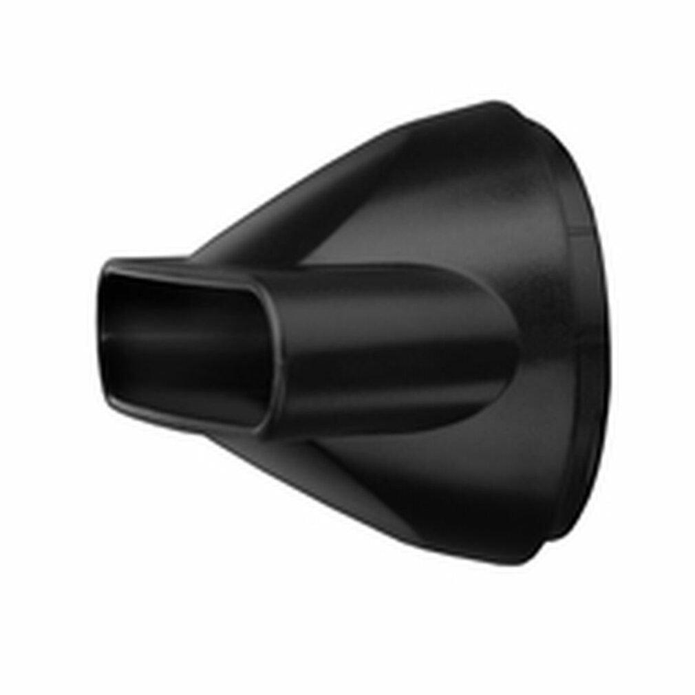 Schwarze Haartrocknerdüse mit rechteckiger Öffnung. Konische Form.