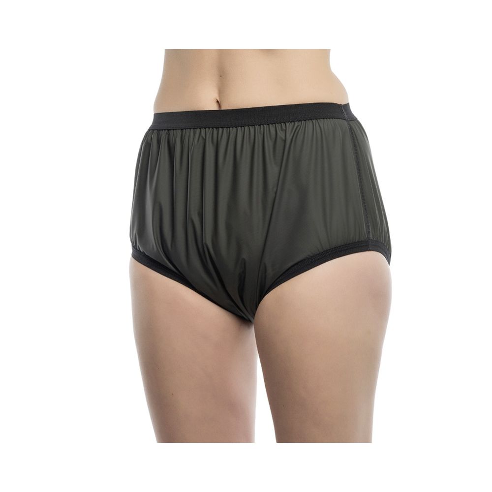 Unisex PU-Slip in Grün mit schwarzem Bund. Atmungsaktiv und reißfest. Schlupfform.