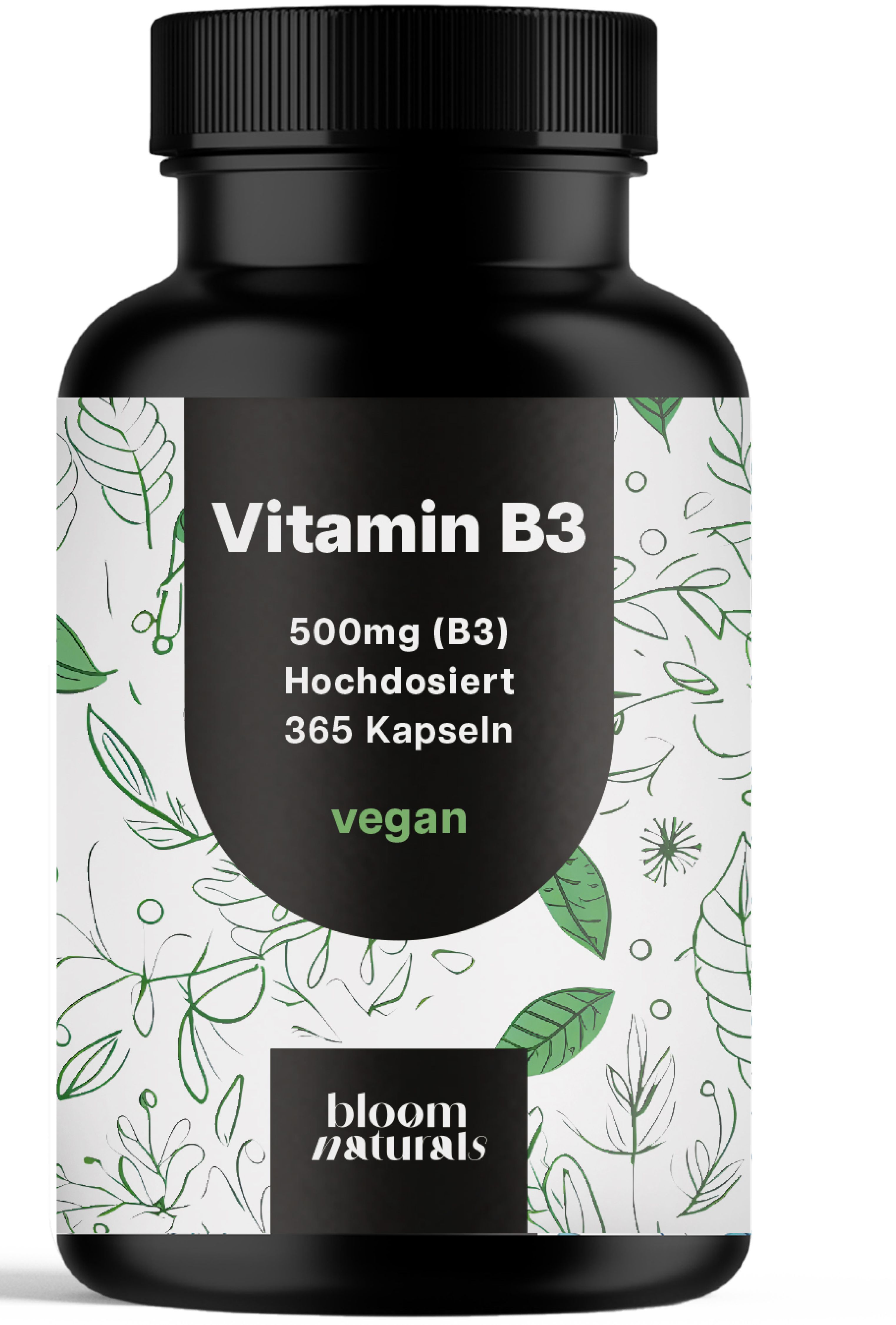 Bloom Naturals Vitamin B3 Niacinamid Kapseln Hochdosiert - 365 12 Monate Vorrat 245 g