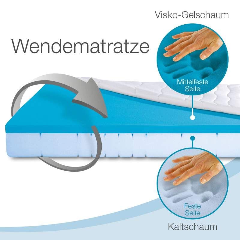 ELONEO Visko-Gelschaum Allzonen-Matratze, 17 cm hoch, 7-Zonen-Matratze mit Wendefunktion