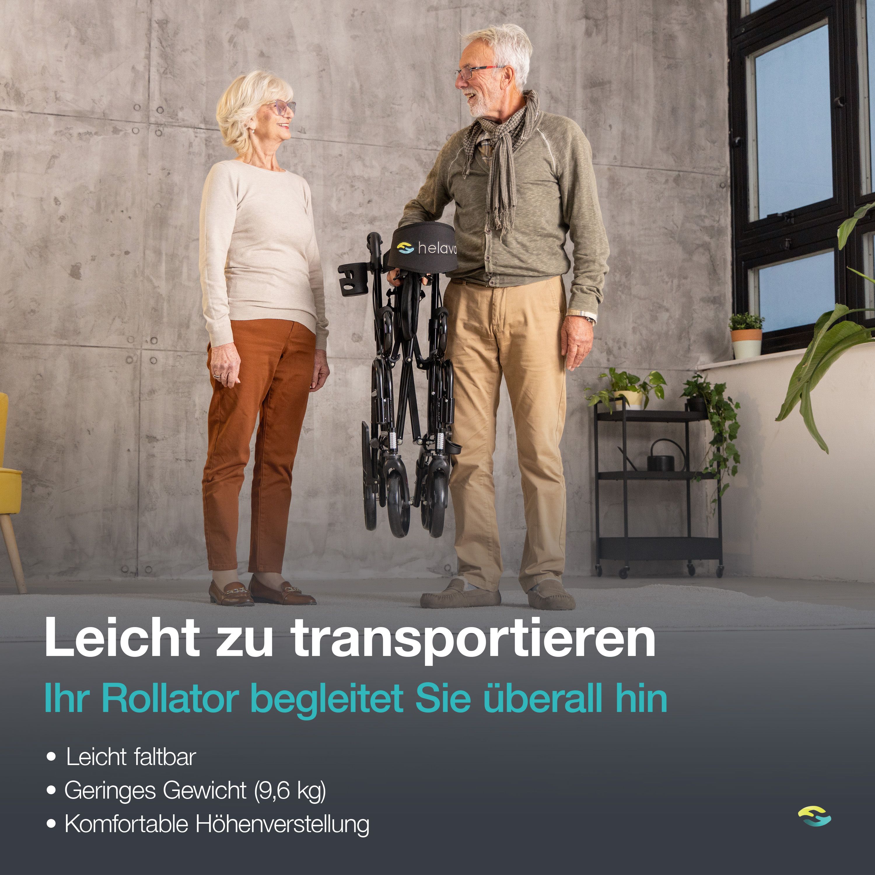 Helavo 2 in 1 Rollator & Rollstuhl in Einem - Faltbarer Rollator mit Fußstützen