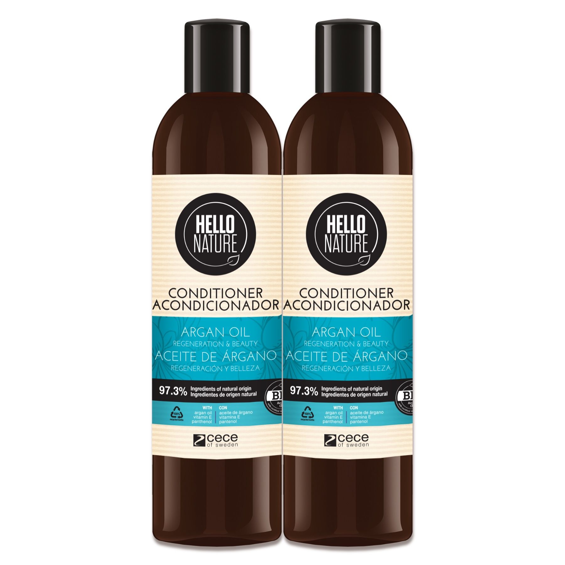 Hello Nature Haarspülung für Haarpflege mit Arganöl 2x300 ml