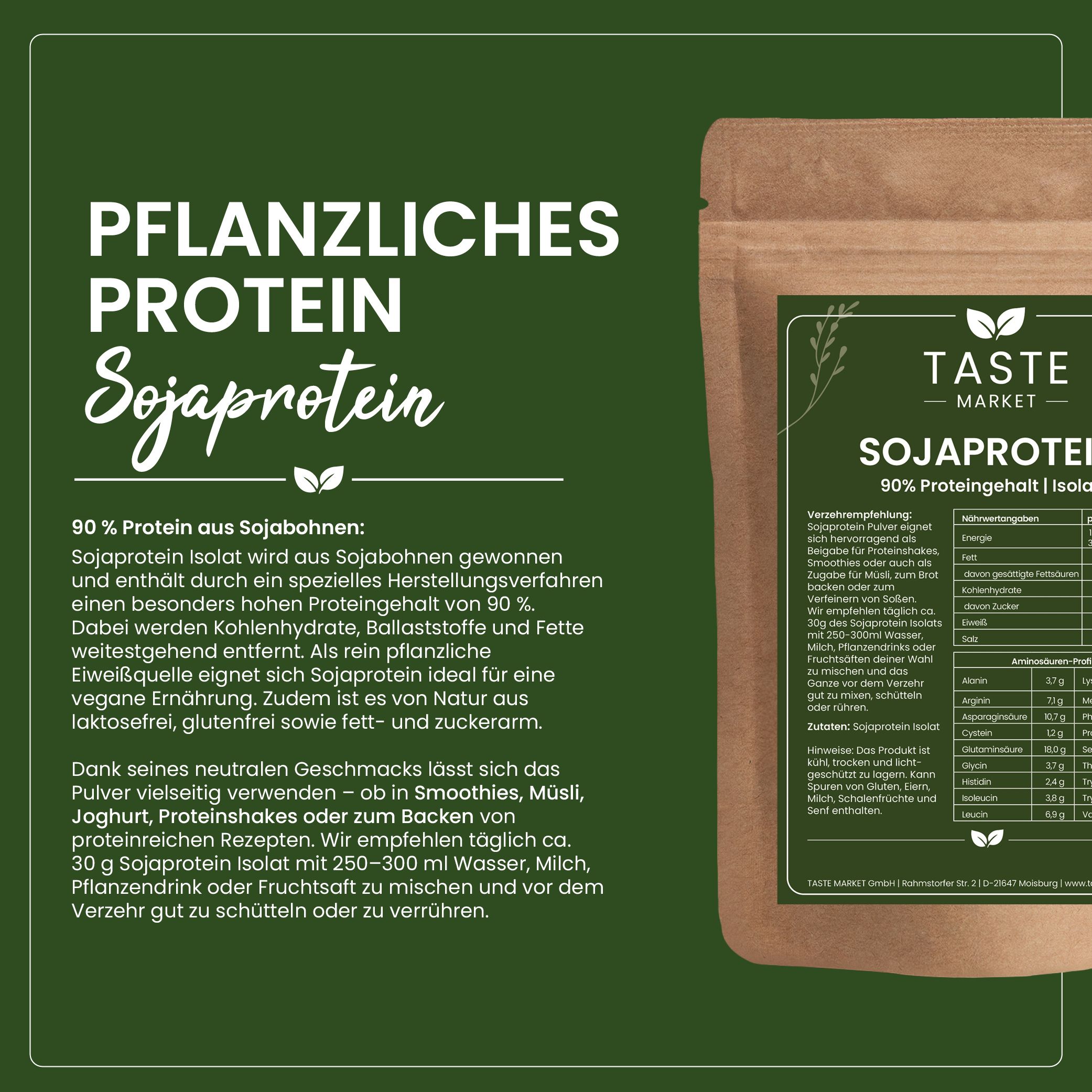 Sojaprotein-Pulver, 90% Protein aus Sojabohnen.