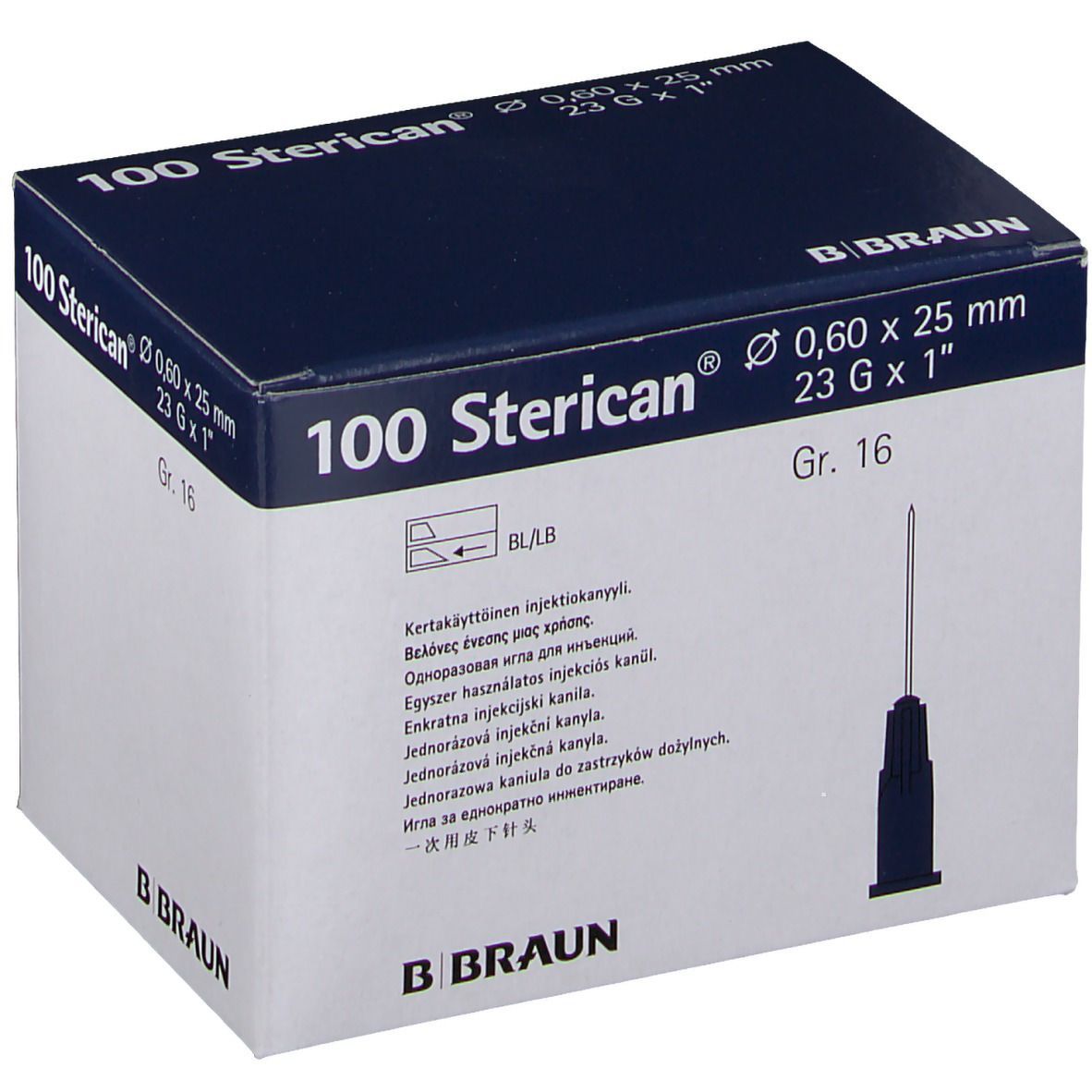 Sterican® Standardkanüle Gr. 16 G23 x 1 Zoll 0,60 x 25 mm blau