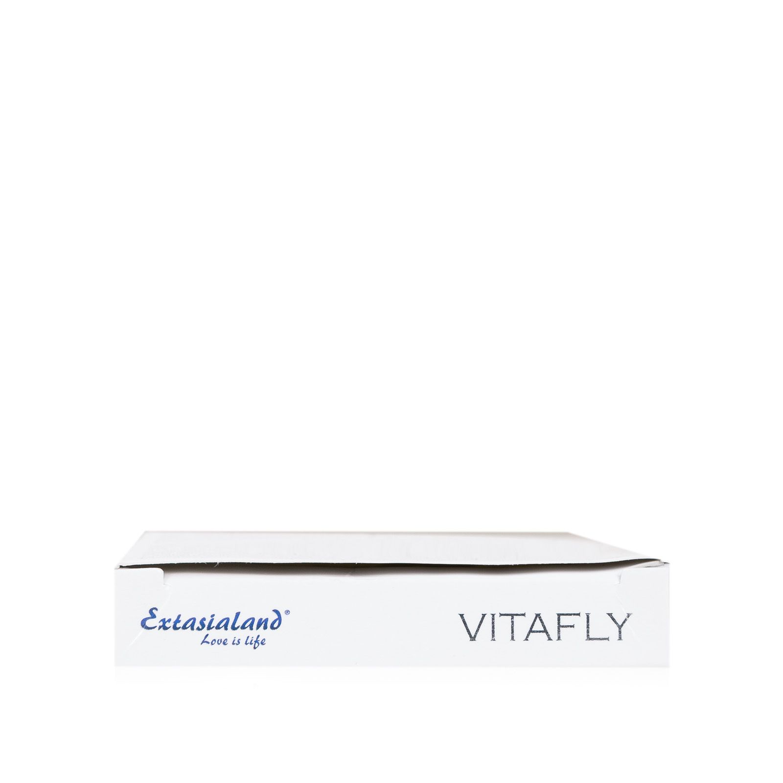 Weiße Schachtel mit VitaFly-Logo und Produktnamen. Text: VitaFly.