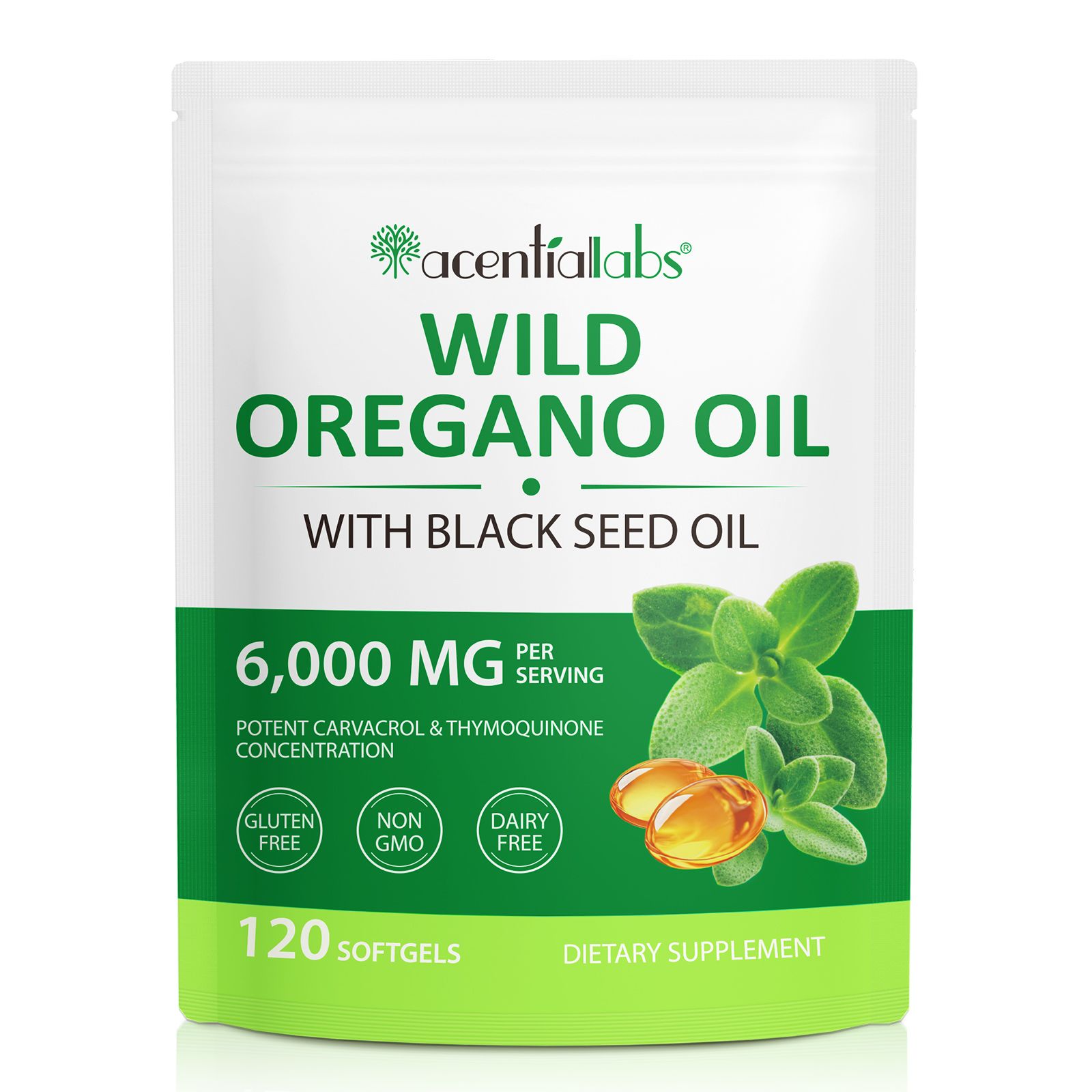 acentialabs Wildes Oregano Öl 6000mg + Schwarzkümmelöl 120 St Weichkapseln