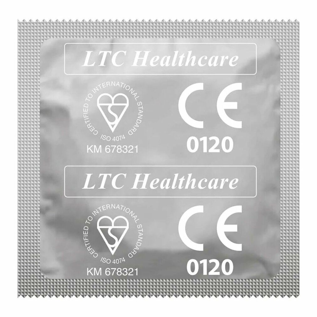 Zwei quadratische Verpackungen mit Text: LTC Healthcare, CE 0120, ISO 4078321.