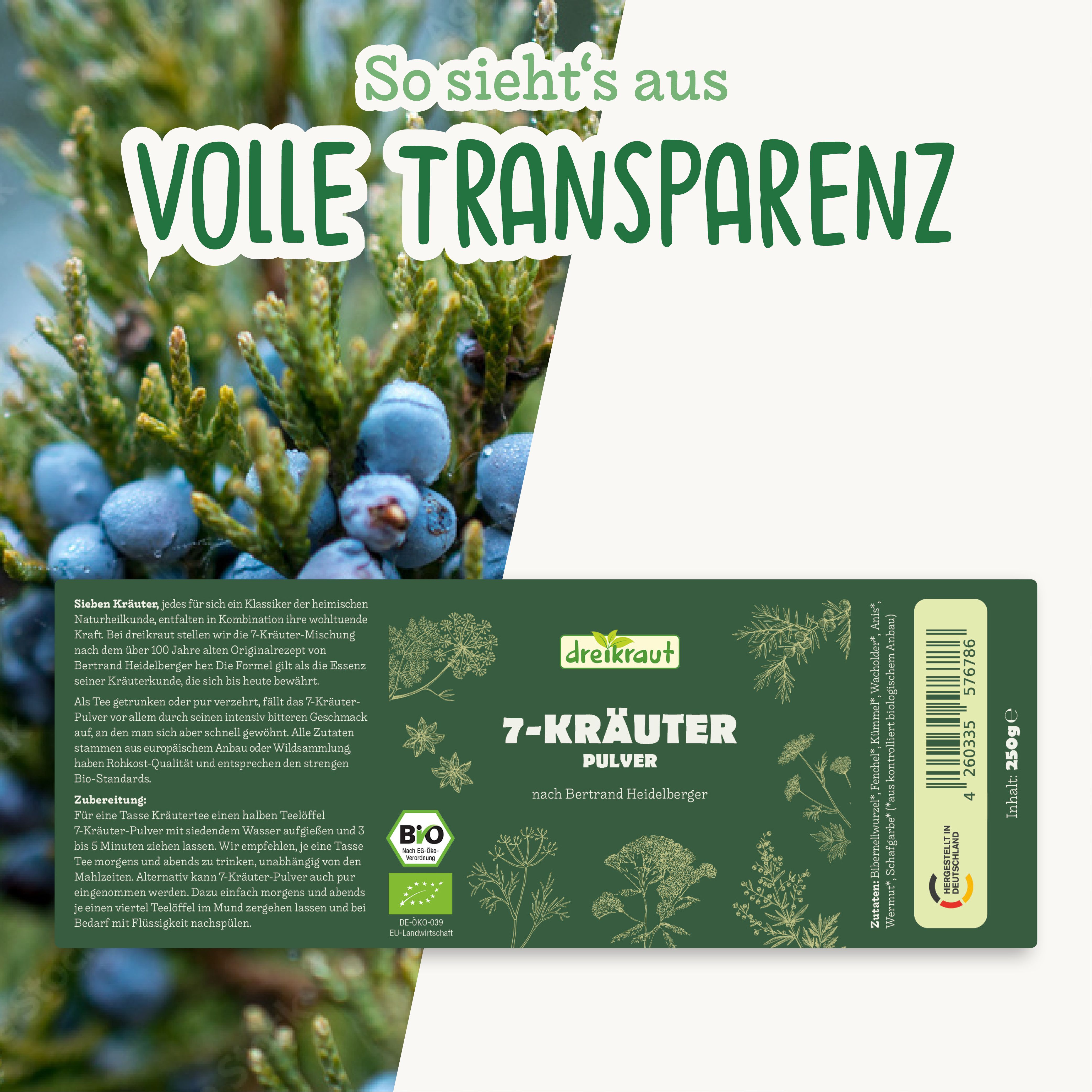 dreikraut®  Bio-7-Kräuter-Pulver Bitterkräuter