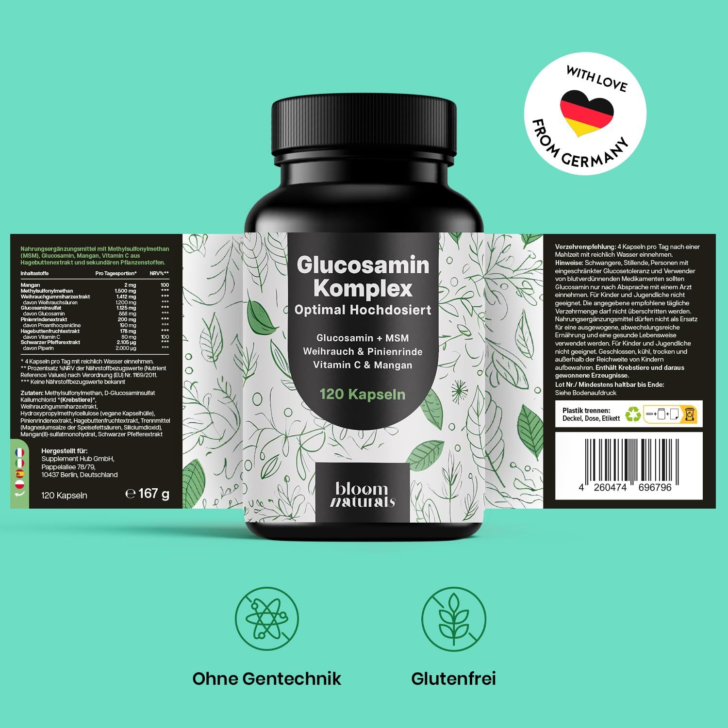 Bloom Naturals Glucosamin Komplex Kapseln