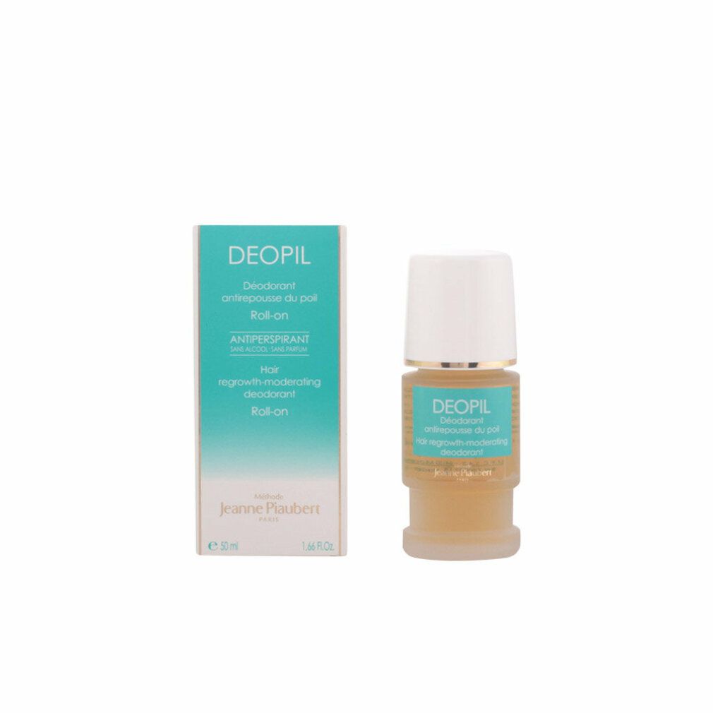 Deo Roll-On mit gelblichem Inhalt und goldfarbenem Ring. Daneben die passende Verpackung.