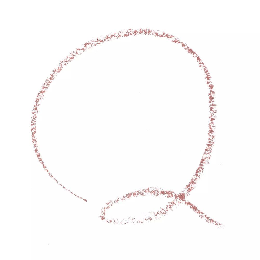 Kreis und Linie, braun, mit Lippenkonturenstift gezeichnet. Auf weißem Hintergrund.