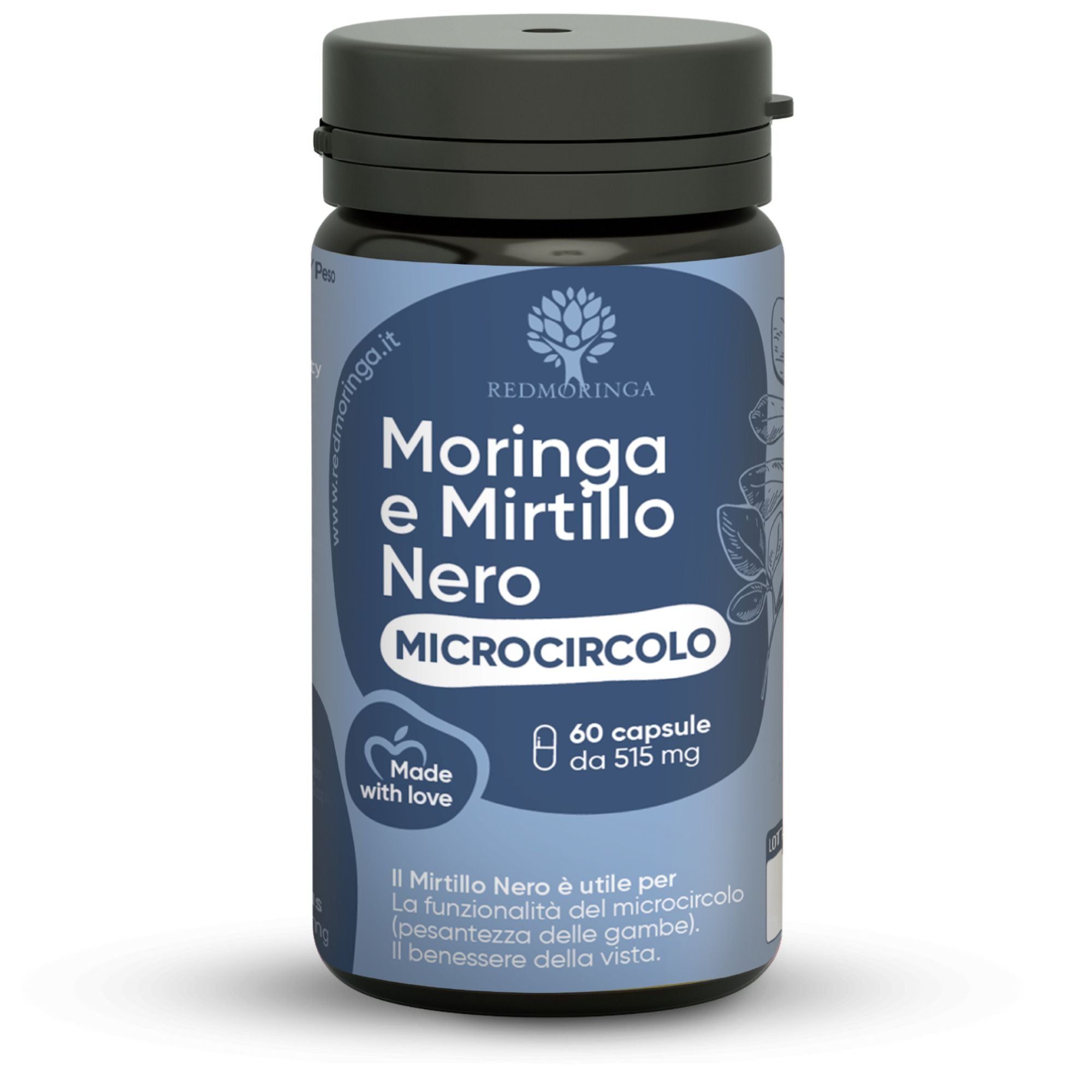 RedMoringa MICROCIRCOLO Mirtillo, Vite Rossa e Moringa60 Capsule