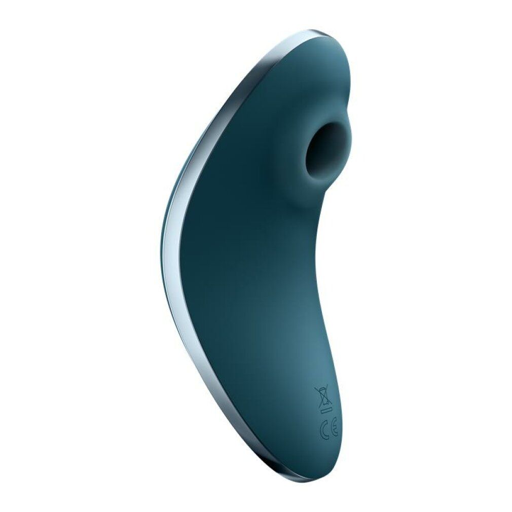 Blaues Wellness-Produkt mit silberner Umrandung. Ovale Form.
