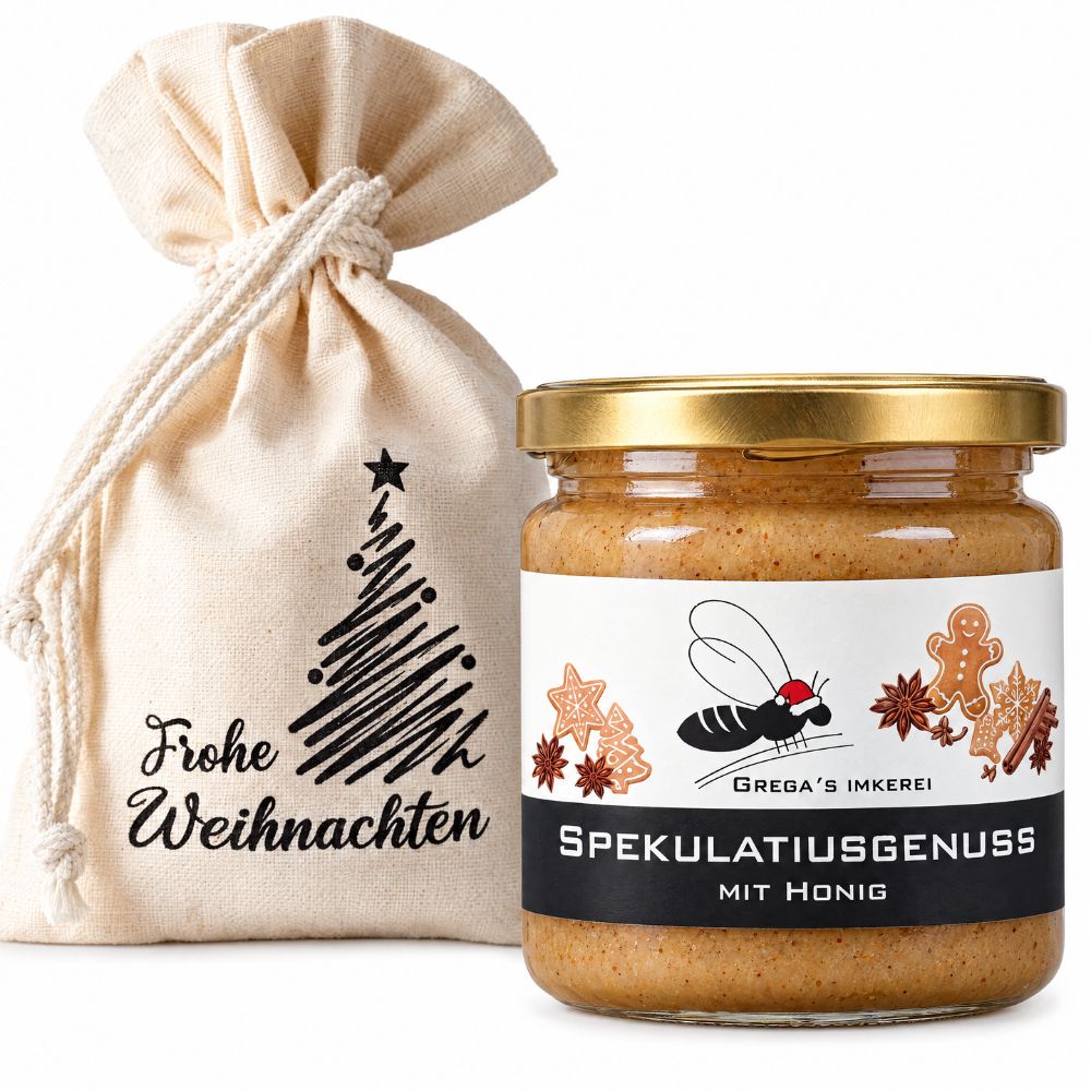 Honig im Geschenk-Säckchen Frohe Weihnachten mit Spekulatiusgenuss 250 g