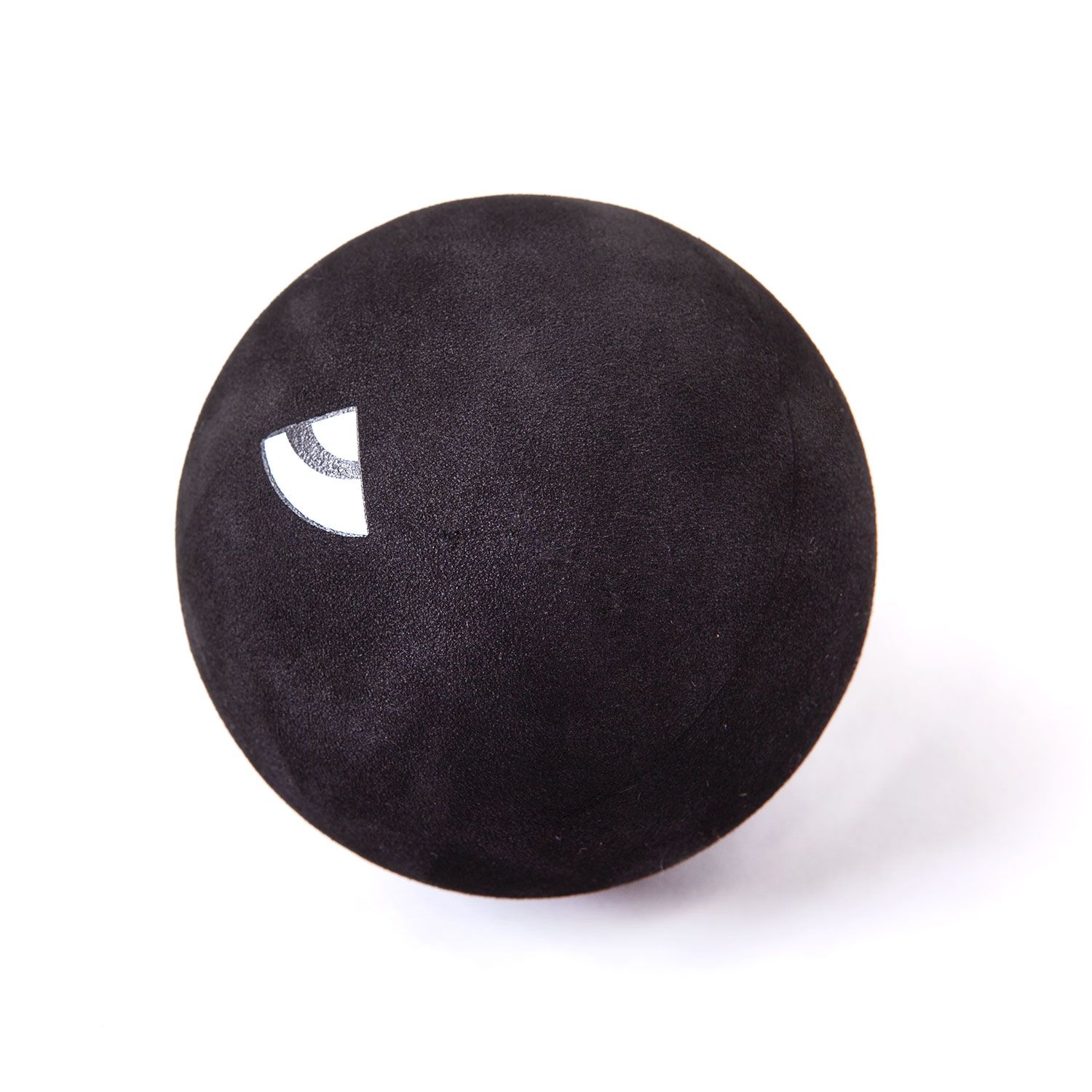 Schwarzer Faszien-Massageball aus EVA-Schaum. Mit weißem Logo. Runde Form.