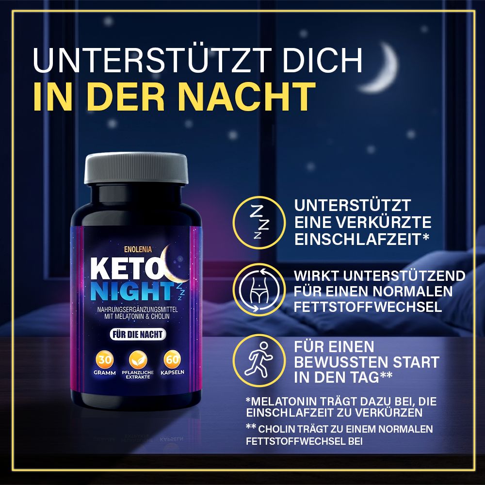 Enolenia® Keto Night | Anregung des Stoffwechsels mit Cholin, Vitamin B6 & Pflanzenextrakten
