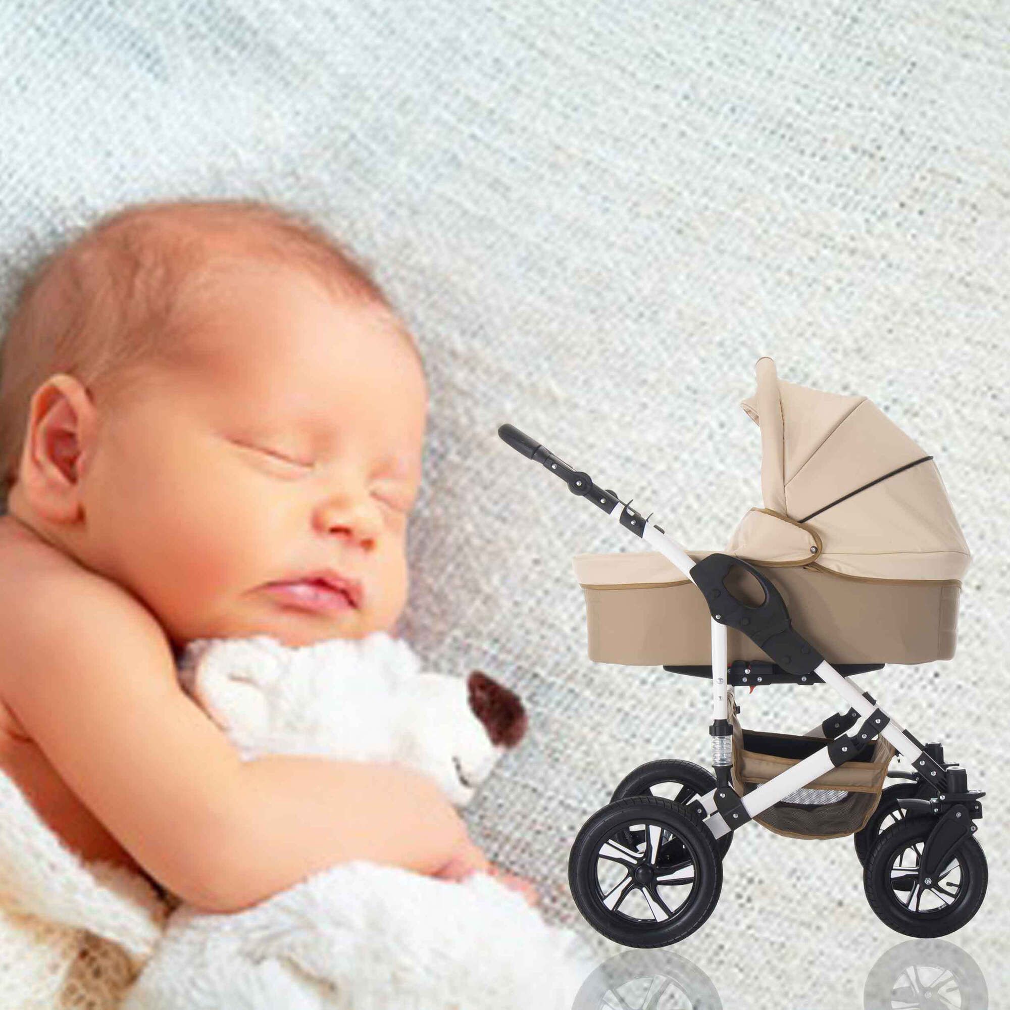 Bebebi Florida 3 in 1 Kinderwagen Set Luftreifen, Flocream