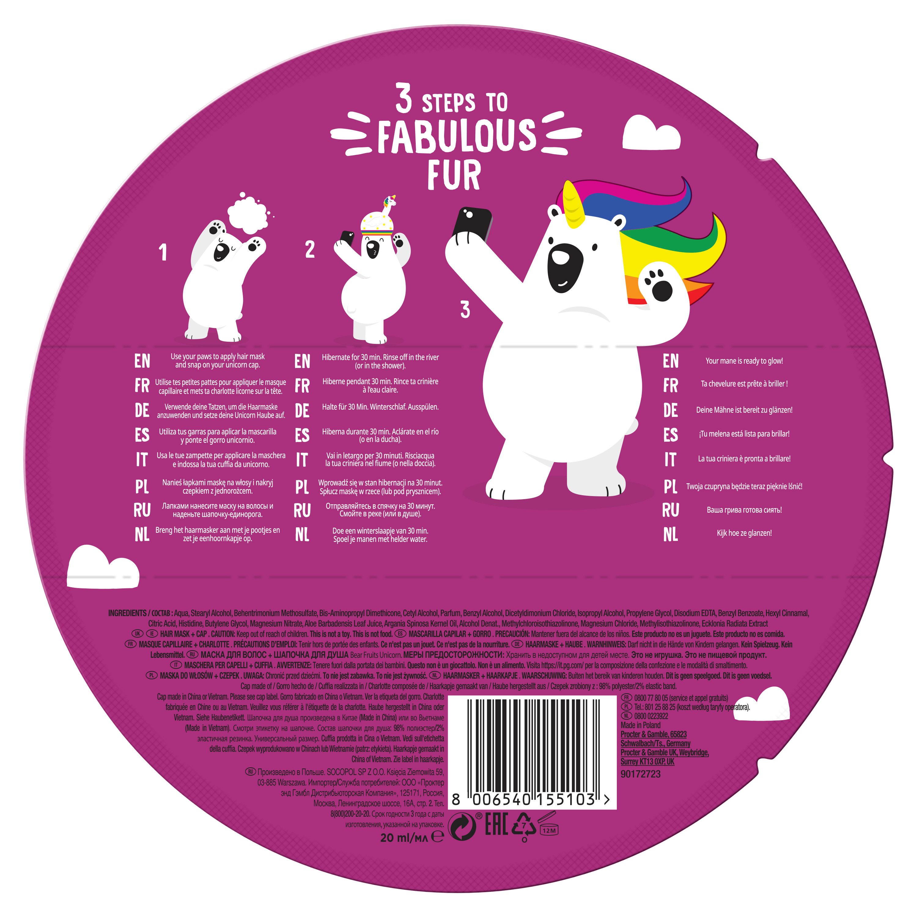 Bear Fruits - Haarmaske & -haube "Unicorn"