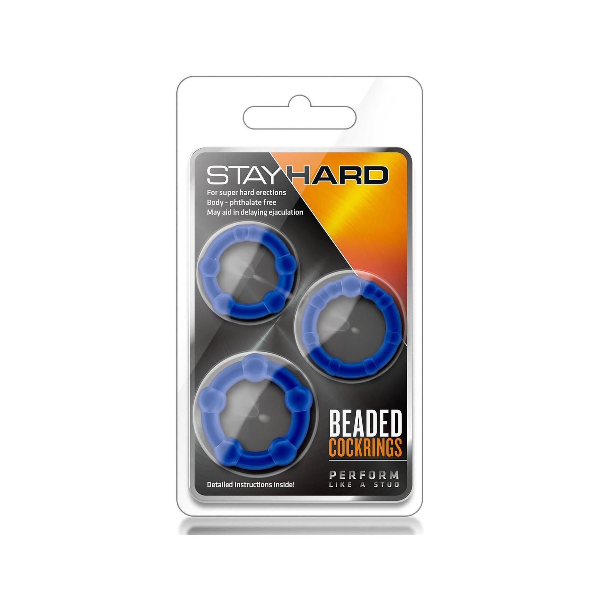 Blush - STAY HARD BEADED COCKRINGS BLUE