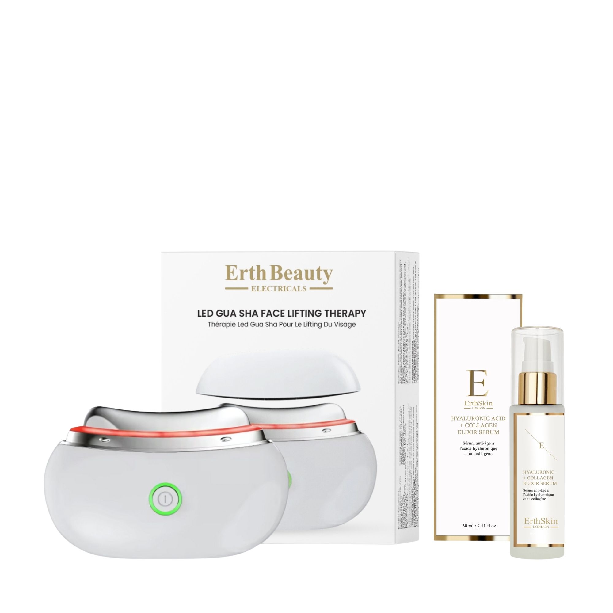 ErthSkin London LED Gua Sha Duo Acido Ialuronico Collagene