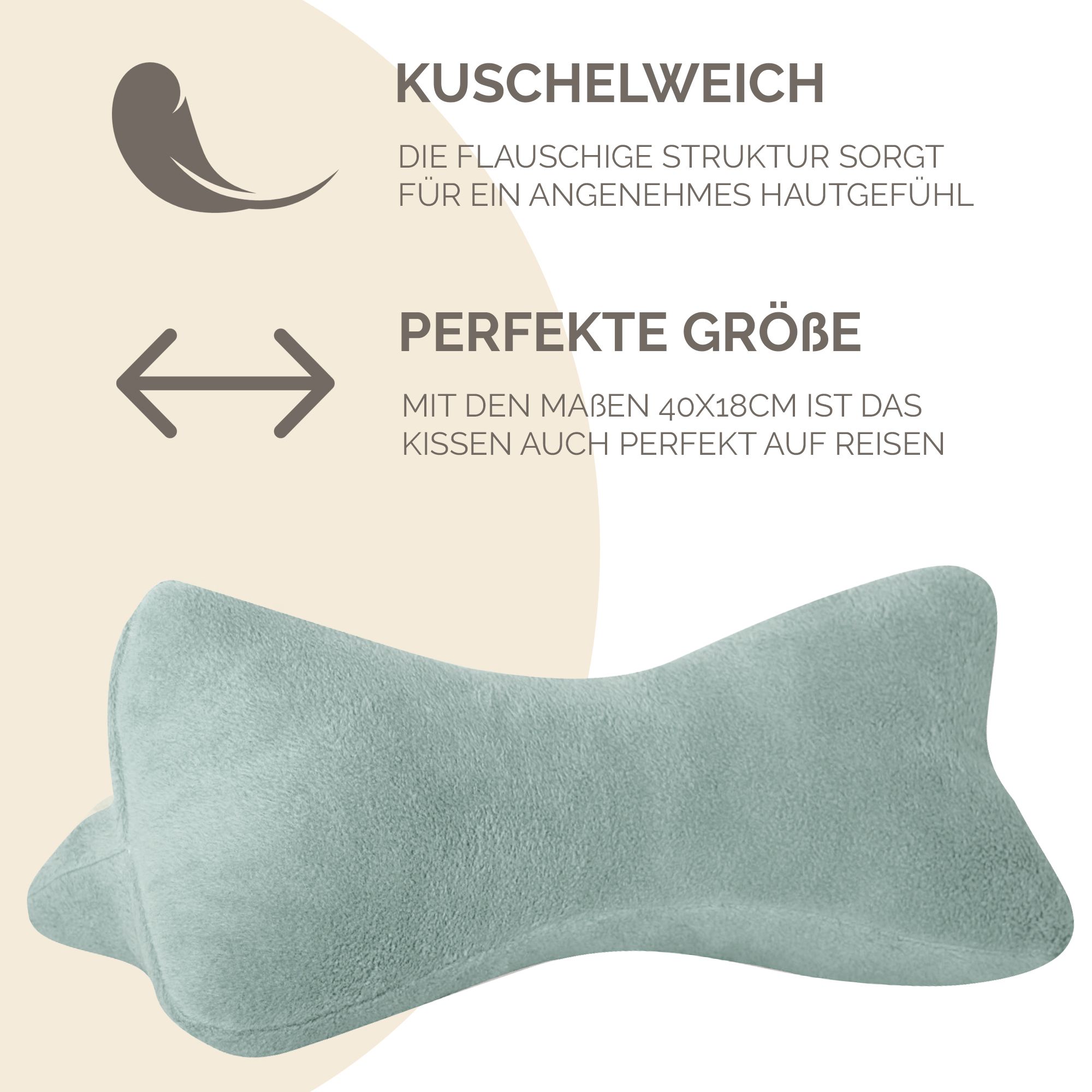 Original Dr. Berger Velours-Fleece Leseknochen Mint 40 x 18 cm