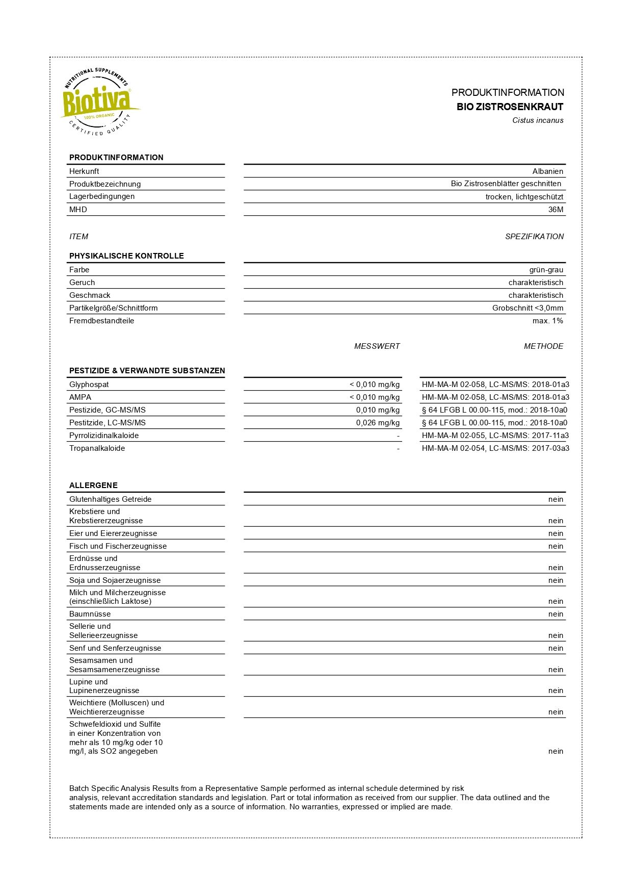 Biotiva Zistrosenkraut Bio