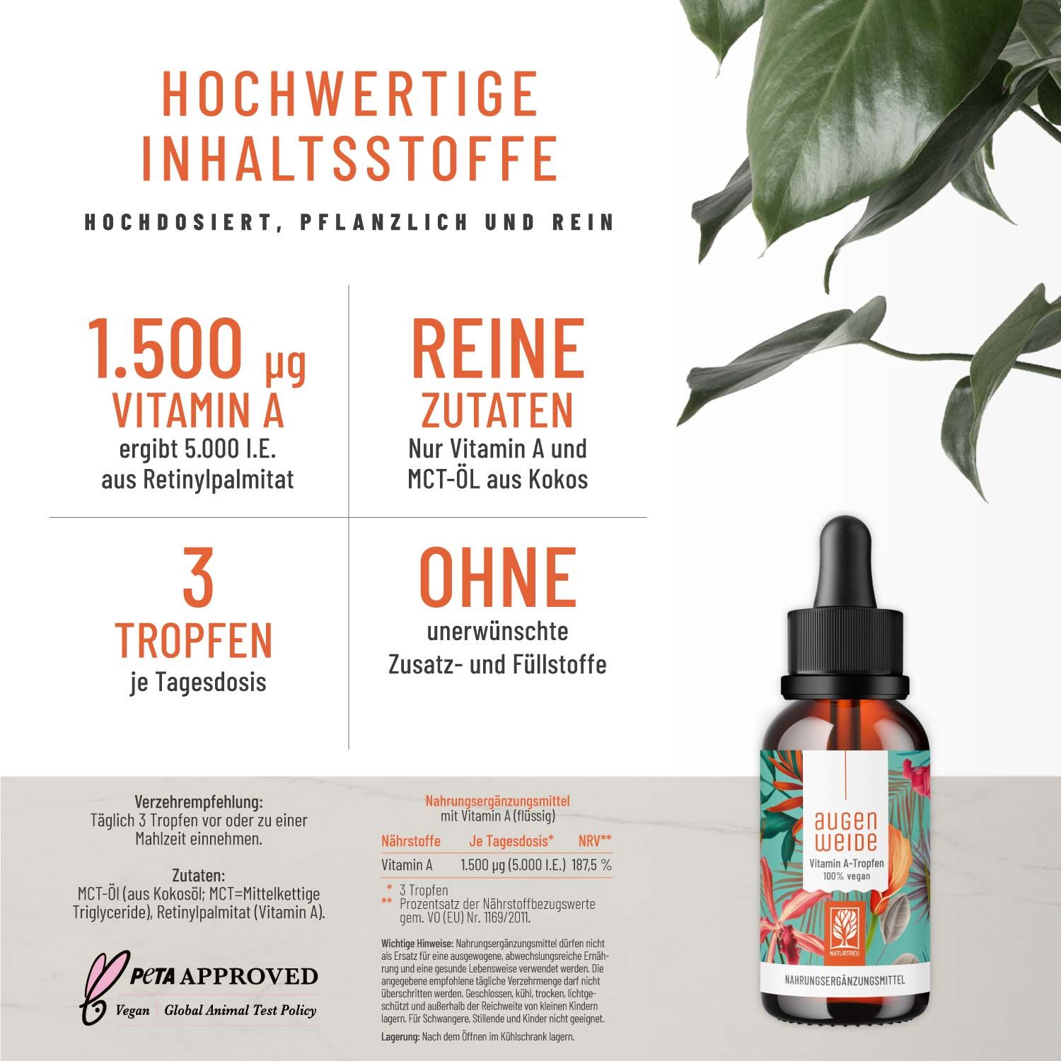 Vitamin A Tropfen hochdosiert - Augenweide - NATURTREU®