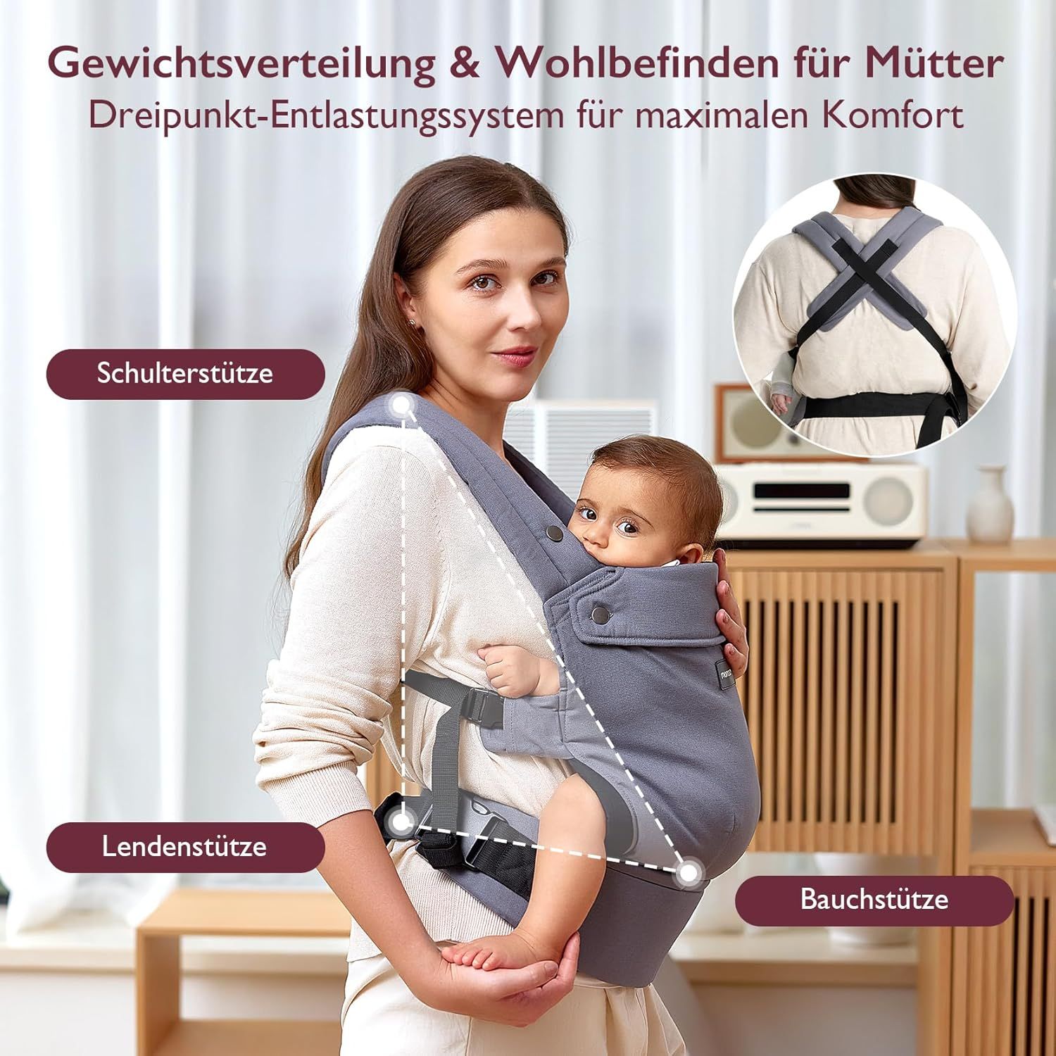 Momcozy Babytrage Grau