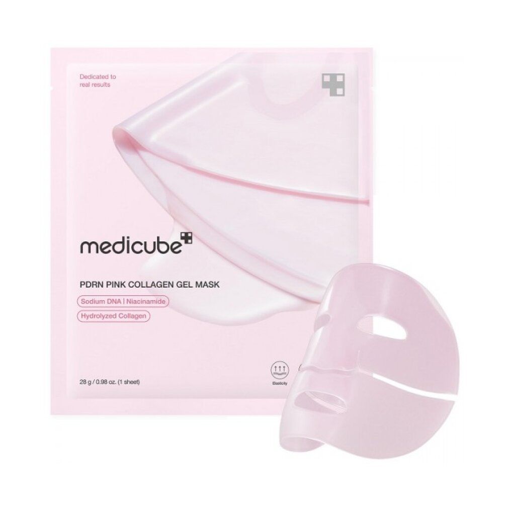 Medicube PDRN Pink Collagen Gel Mask Packung mit einer einzelnen Gesichtsmaske.