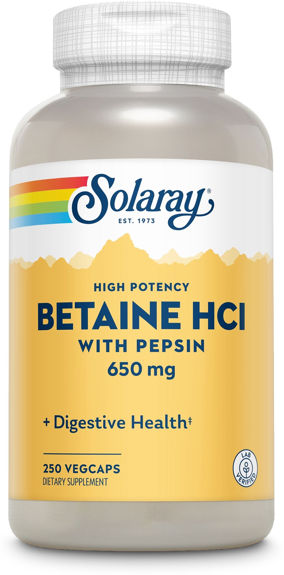 Solaray Betain HCl mit Pepsin Kapseln, 250 Stück.