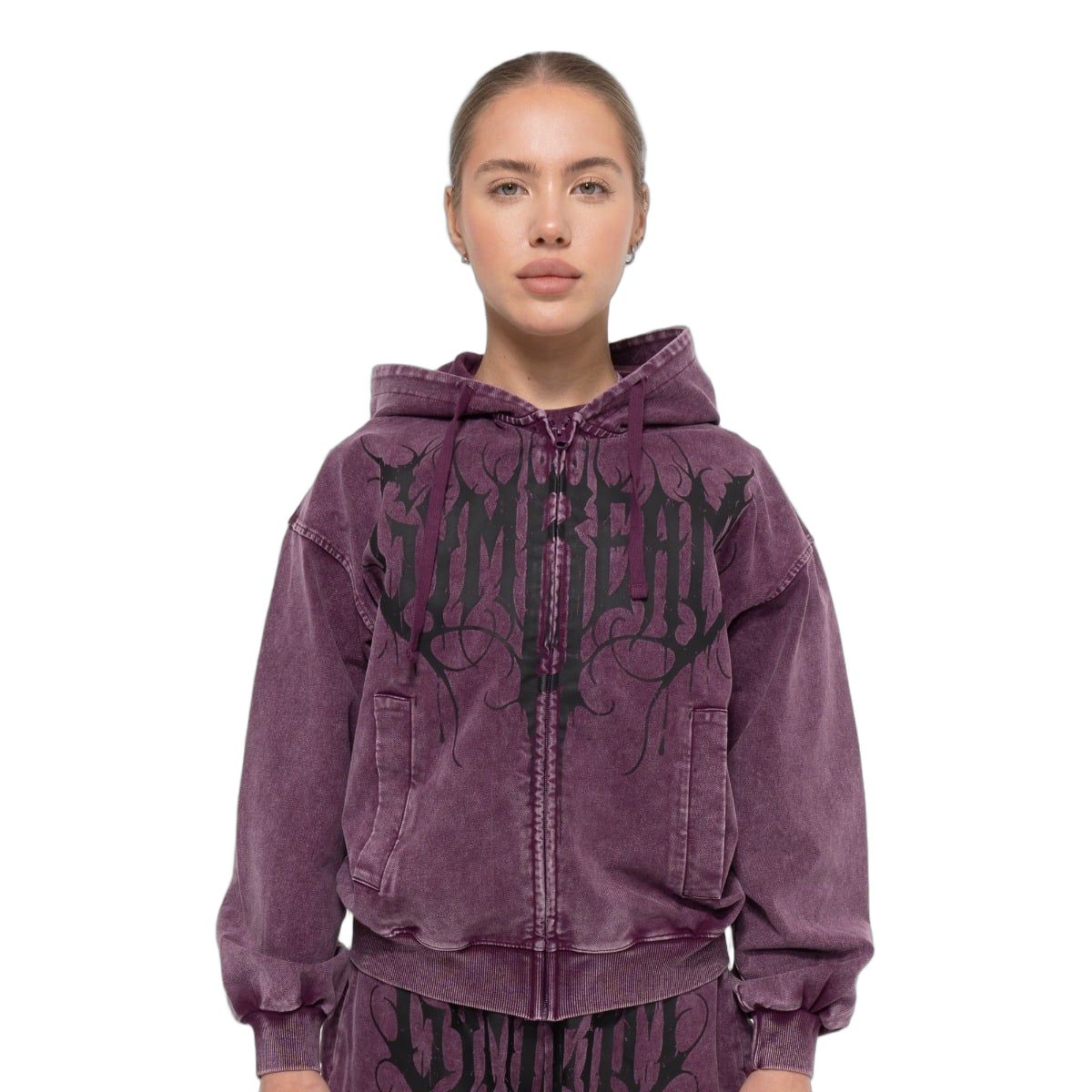 GymBeam Hoodie Damen Oversized mit Reißverschluss, Kapuze und Taschen Raisin 1 St