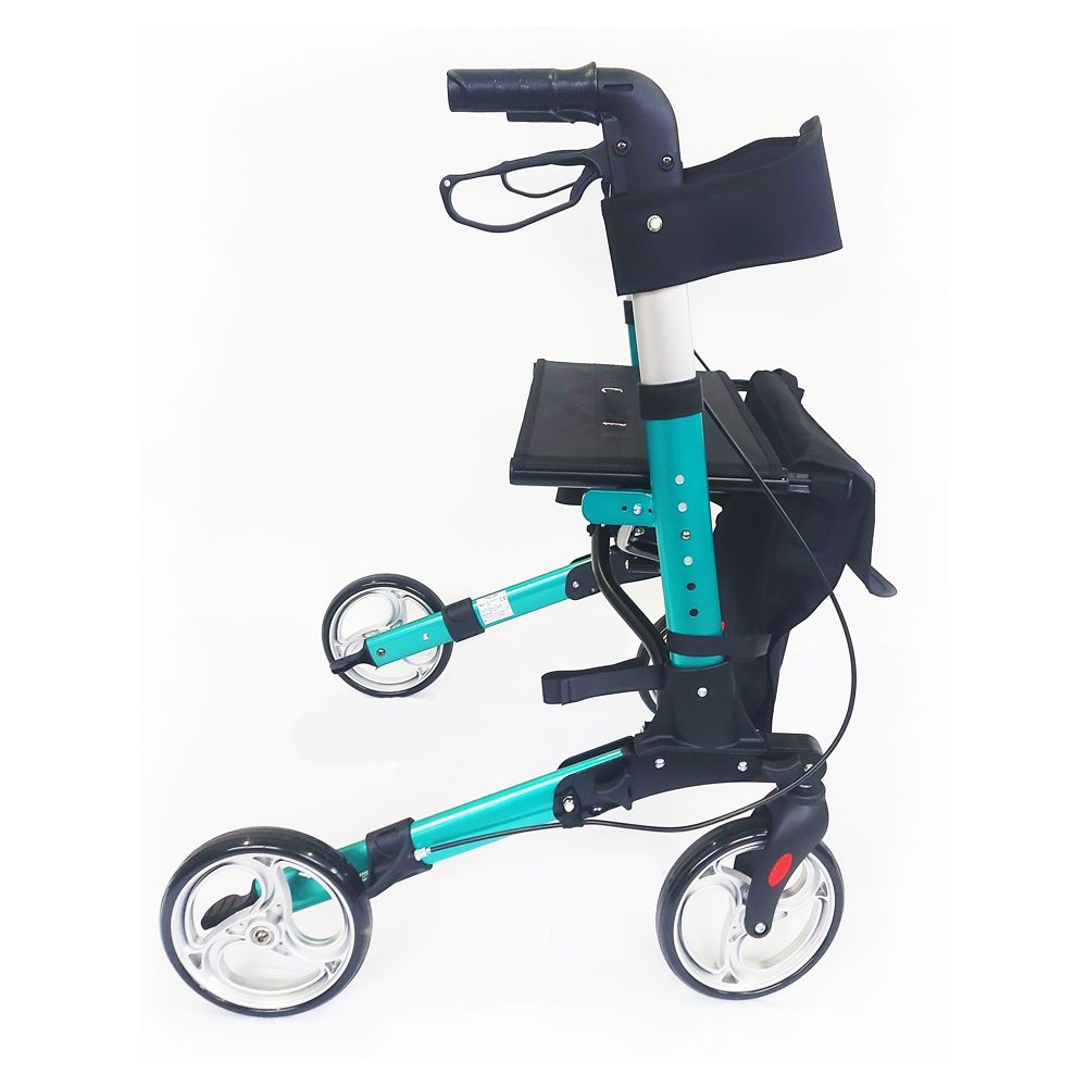 Leichtgewicht Reise-Rollator Aluminium Vierrad Rollator grün, faltbar