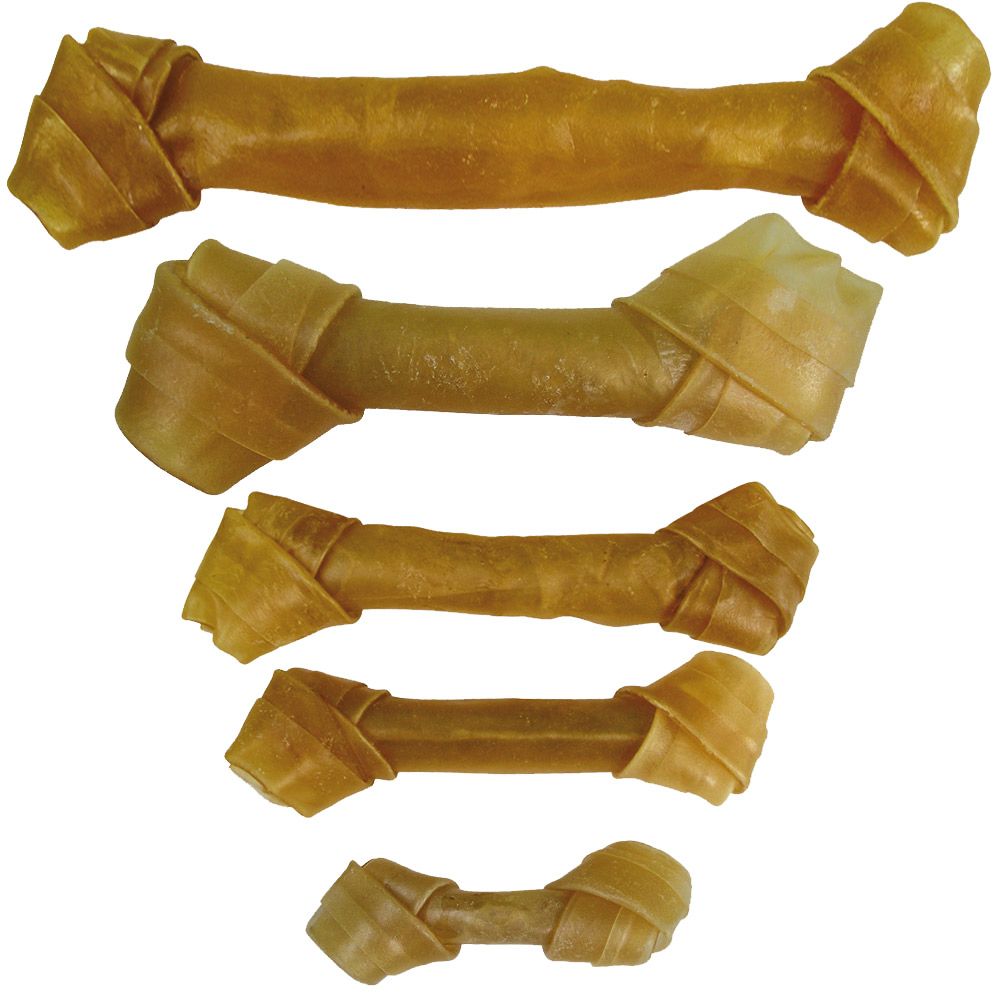 Schecker (20Stck.) a 18 cm- geknotete Kauknochen - Rinderhaut