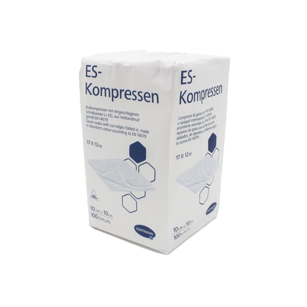 Hartmann ES Mullkompressen, unsteril, 10 cm, 17-fädig, 12-fach
