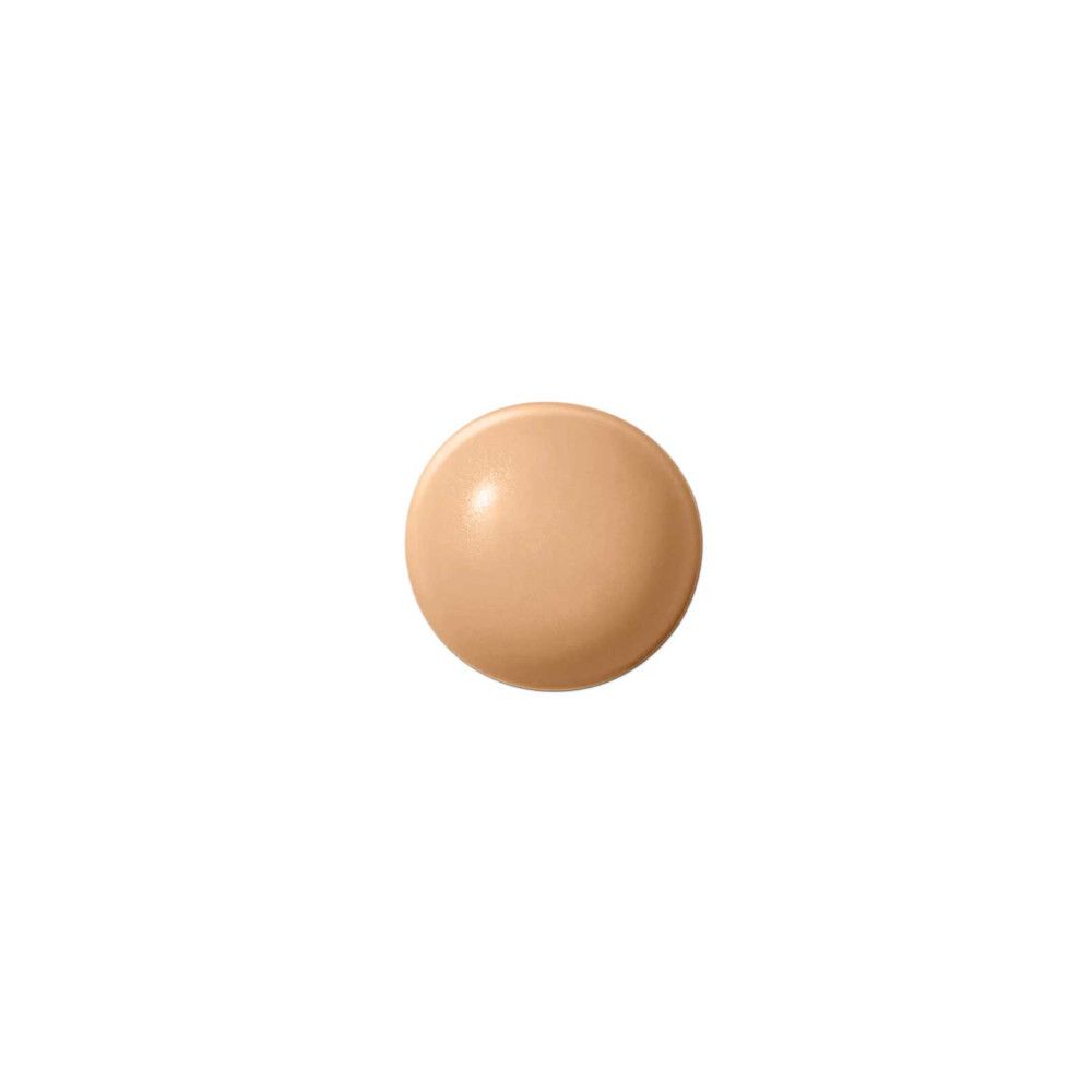 Beige Flüssigkeitstropfen. Runde Form. Auf weißem Hintergrund.
