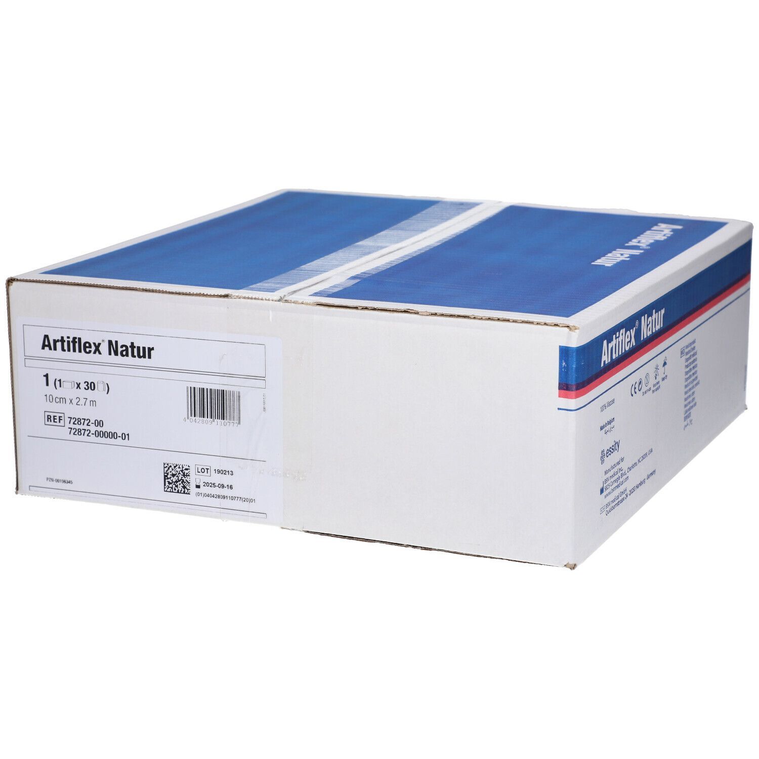 Karton mit der Aufschrift Artiflex Natur. Aufschrift: 1 (1 x 30) 10cm x 2.7m. Produktreferenznummer und Barcode.