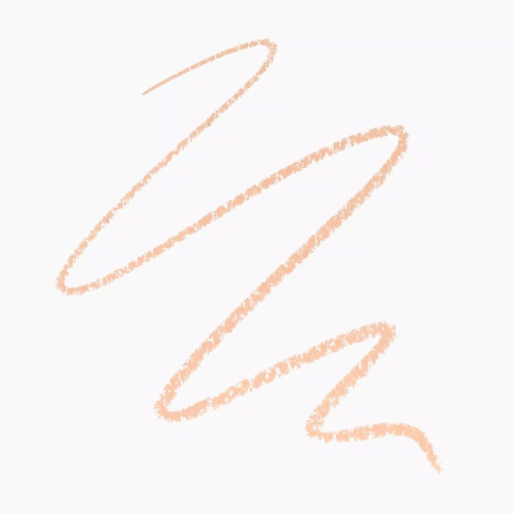 Beige Kajalstift-Strich auf weißem Hintergrund. Wellenförmige Linie.