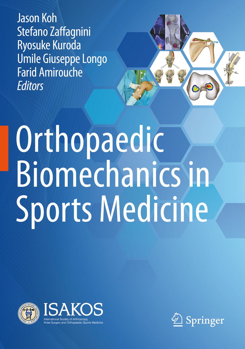 Buchcover: Orthopaedic Biomechanics in Sports Medicine. Autorennamen und Logos von ISAKOS und Springer.