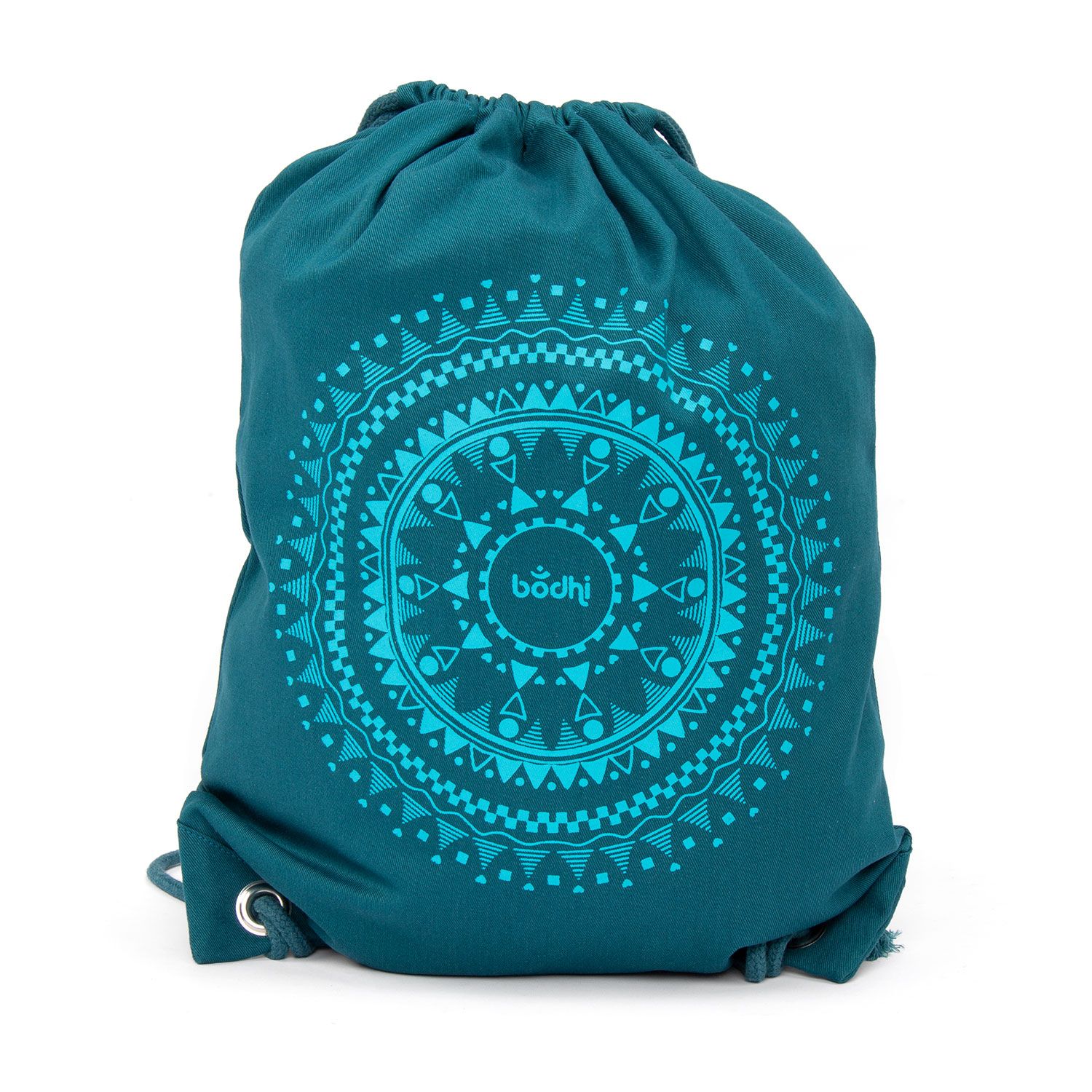 bodhi Turnbeutel GymBag ETHNO MANDALA, petrol mit Print aqua, 100% Baumwolle