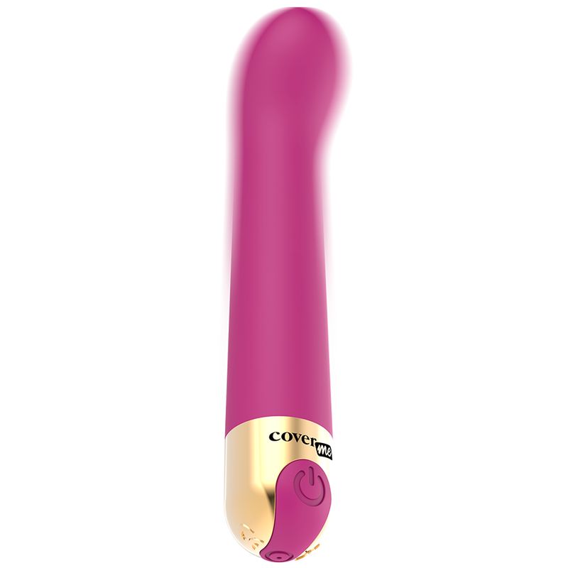 Vibrator in Pink mit goldfarbenem Akzent. Sichtbar ist der Markenname. Ein/Aus-Taste und Vibrationsmodi-Taste.