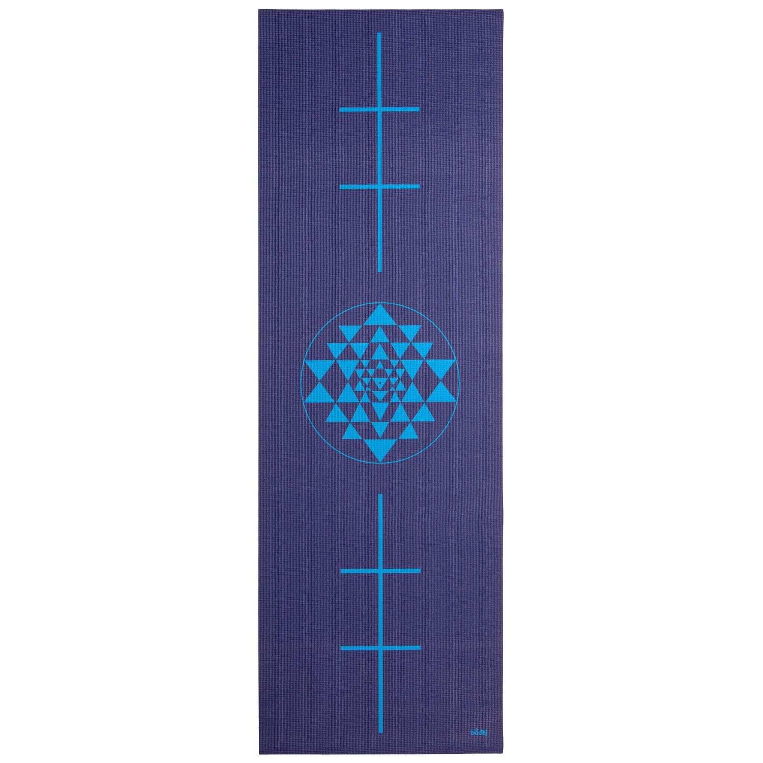 Yogamatte Leela Collection Dunkelblau, Yantra/Alignment, hellblau, PVC 896-By