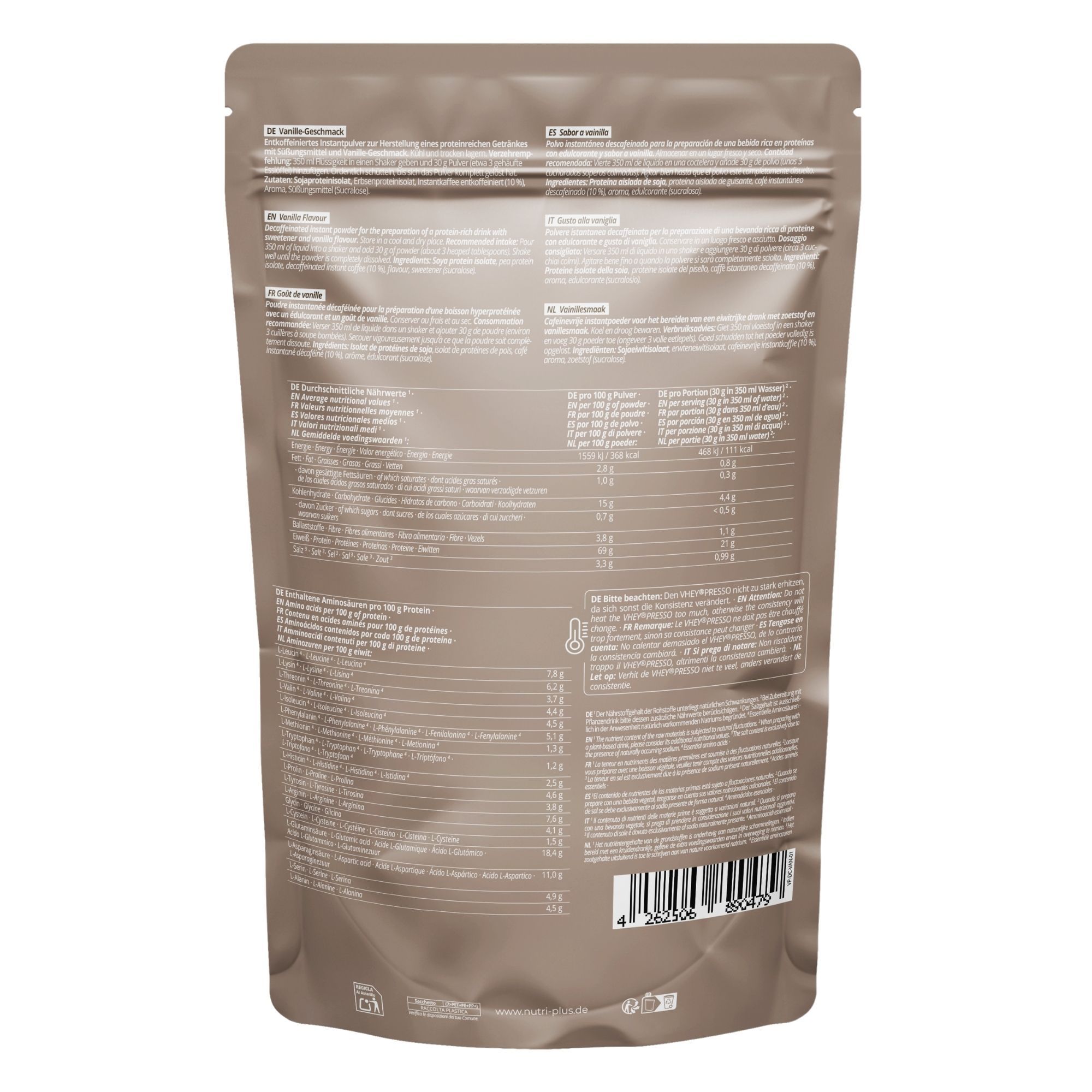 nutri+ Vheypresso Proteinkaffee Vanilla Vegan DECAF