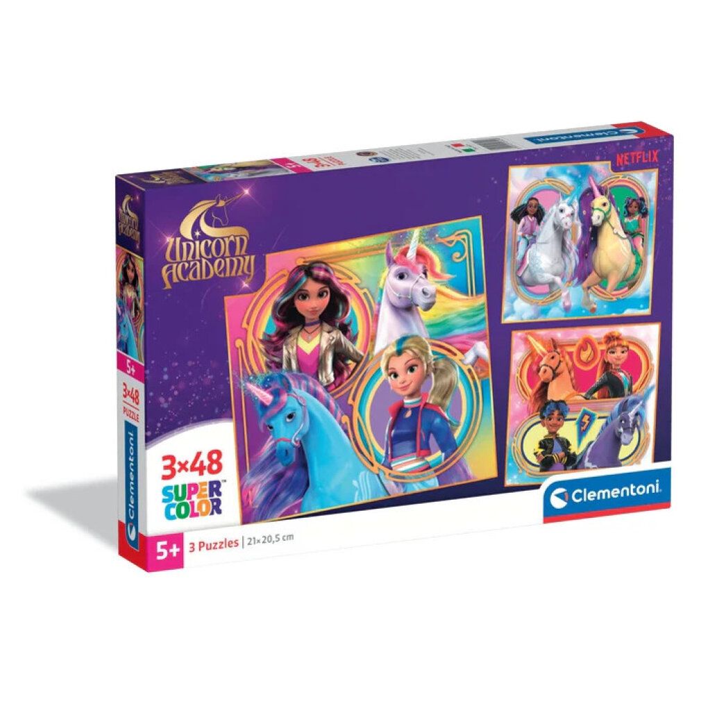 Unicorn Academy Puzzle 3x48 Stück