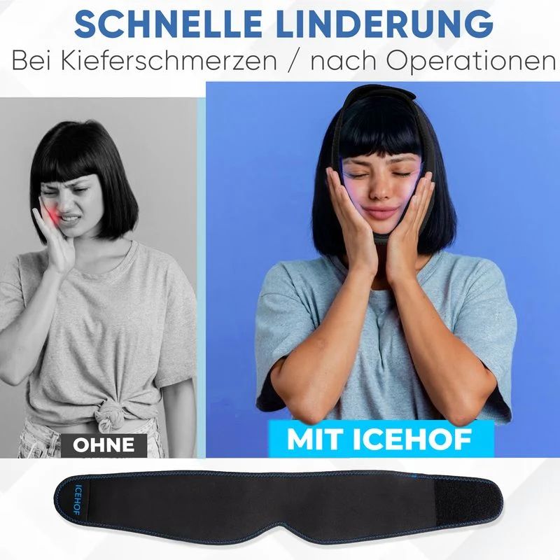 Vergleich: Ohne Kühlung vs. mit Kühlung bei Kieferschmerzen.
