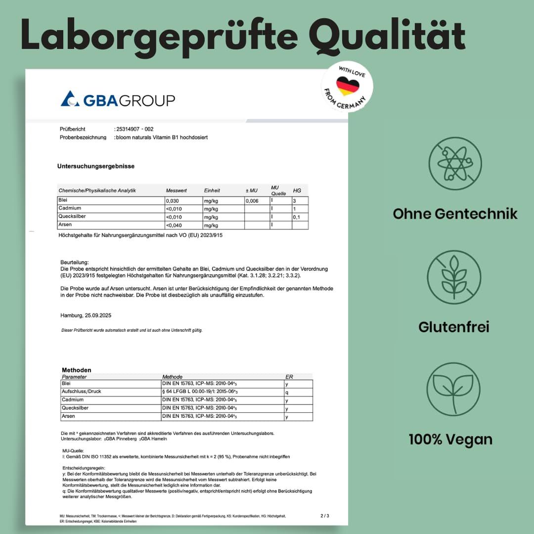 Bloom Naturals Vitamin B1 Tabletten